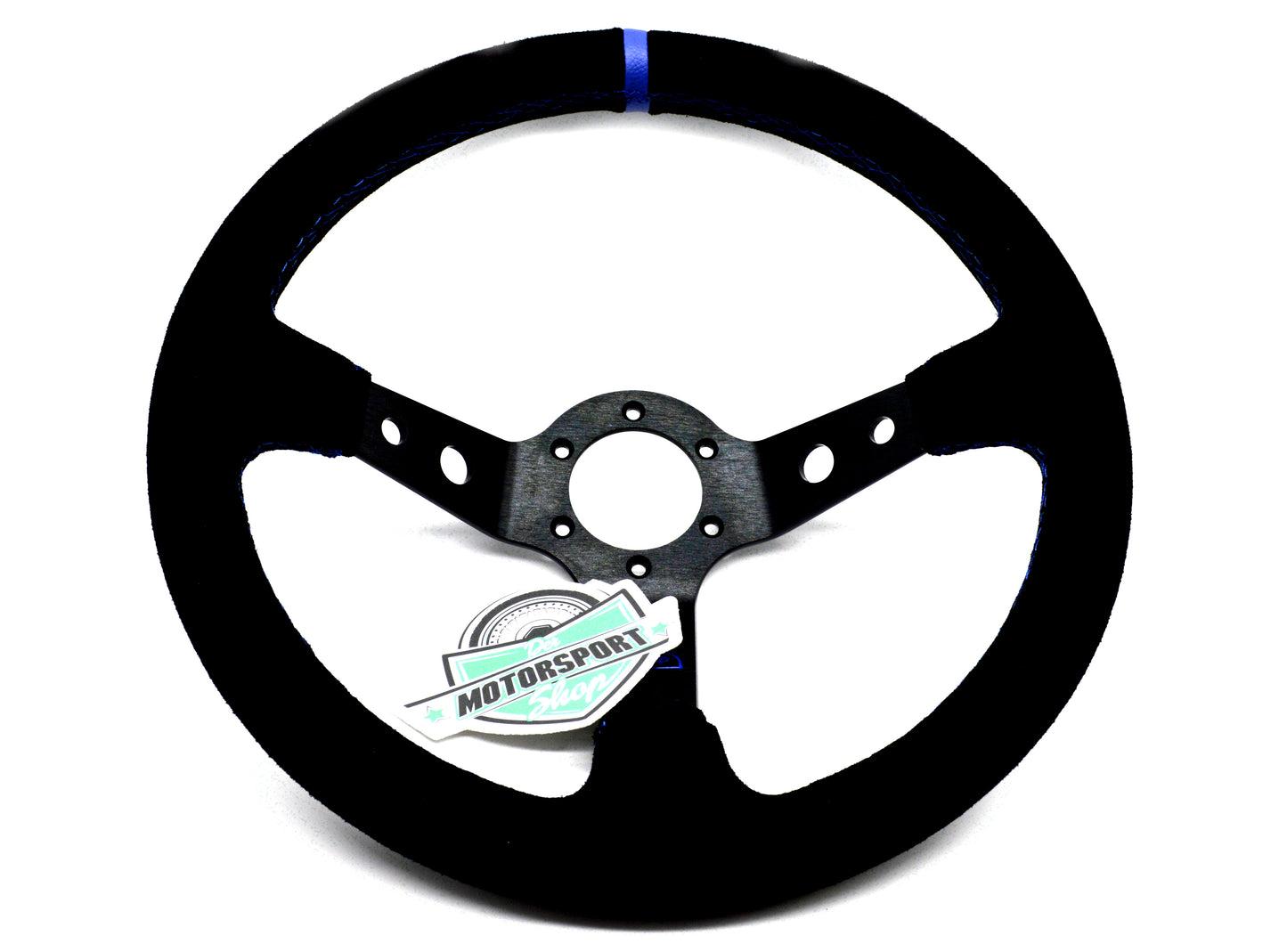 Schwarzes Wildleder Sportlenkrad  blaue / rote Naht