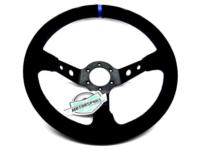 Schwarzes Wildleder Sportlenkrad  blaue / rote Naht